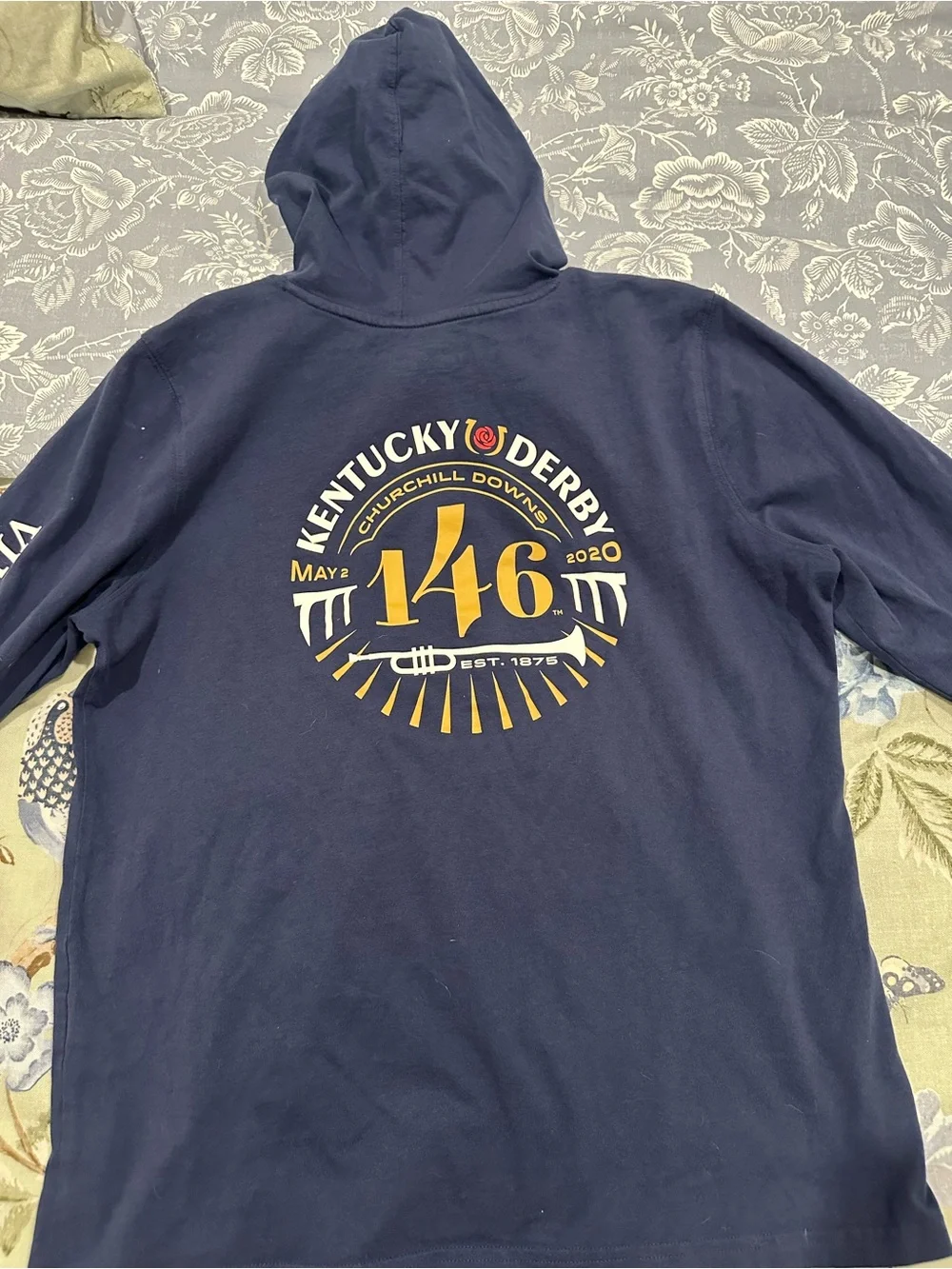 Men's Vineyard Vines 146th Kentucky Derby 🐎 Navy Hooded Long Sleeve Tshirt